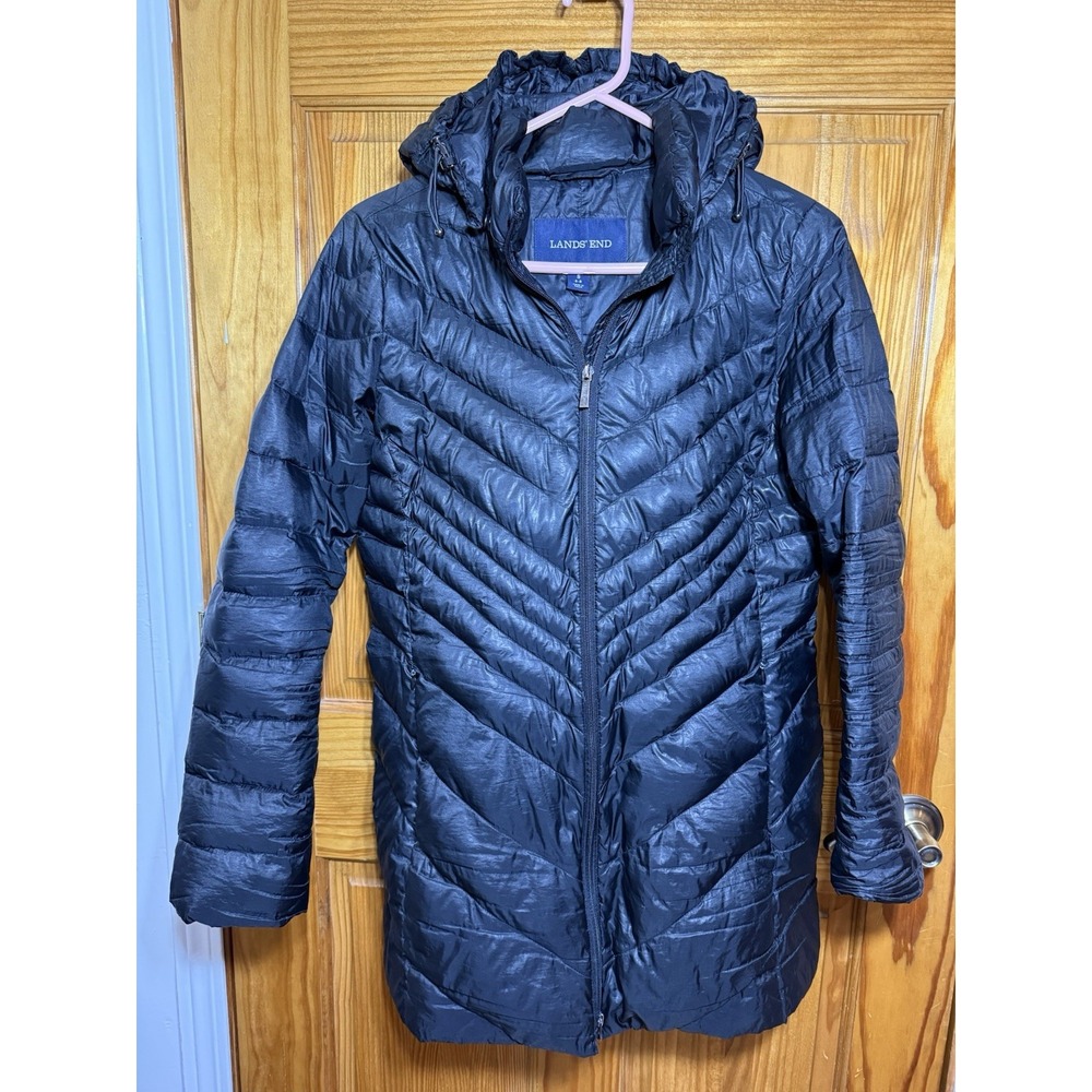 Lands‎ End Womens Wanderweight Down Ultra Light Packable Jacket Black Size Small